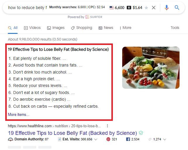 universal search results SERP
