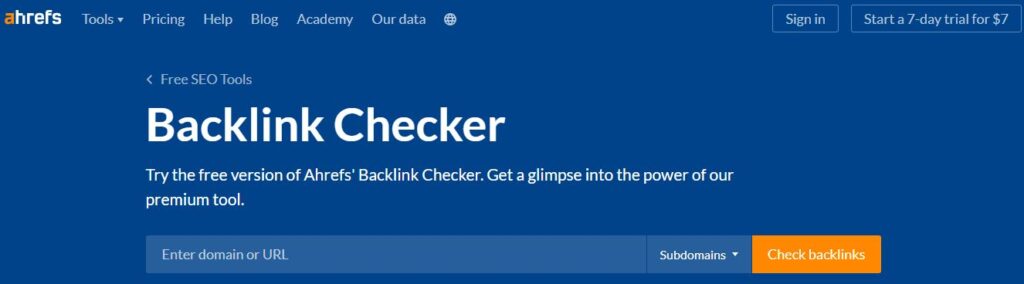 Ahrefs backlink checker