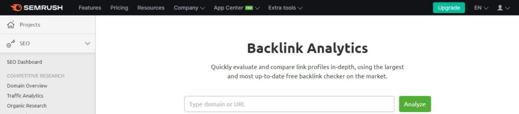 Semrush backlink checker