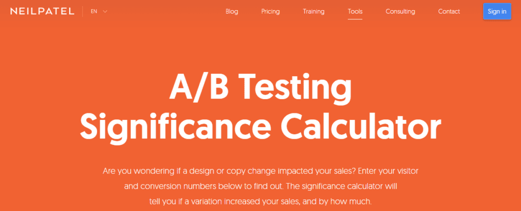 AB testing calculator