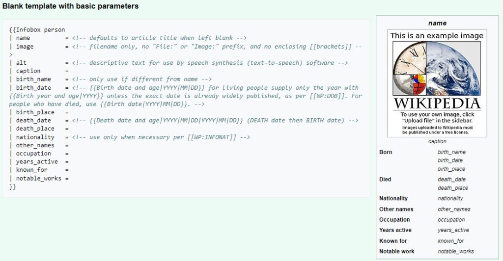 create a Wikipedia page template