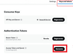 generate keys and tokens