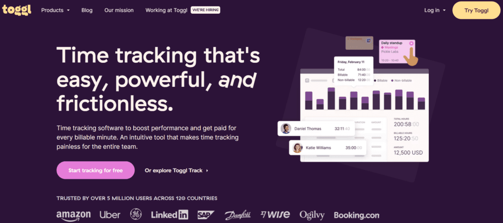Toggl time tracking software